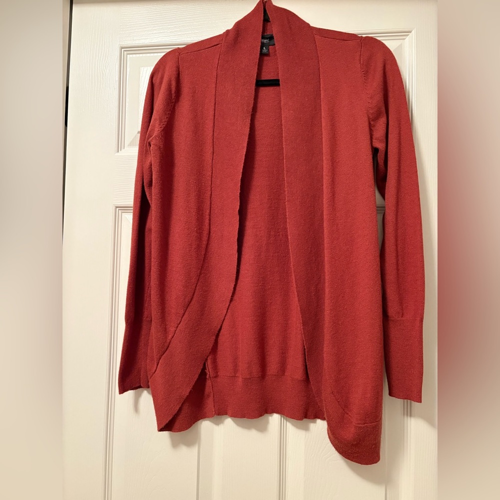 Women's Rust Orange Open Front Sweater